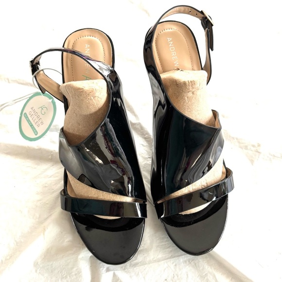NWT Andrew Geller Women's Black Theola Sandal Pump cone heel.SZ 10 M Brand New - Picture 13 of 15